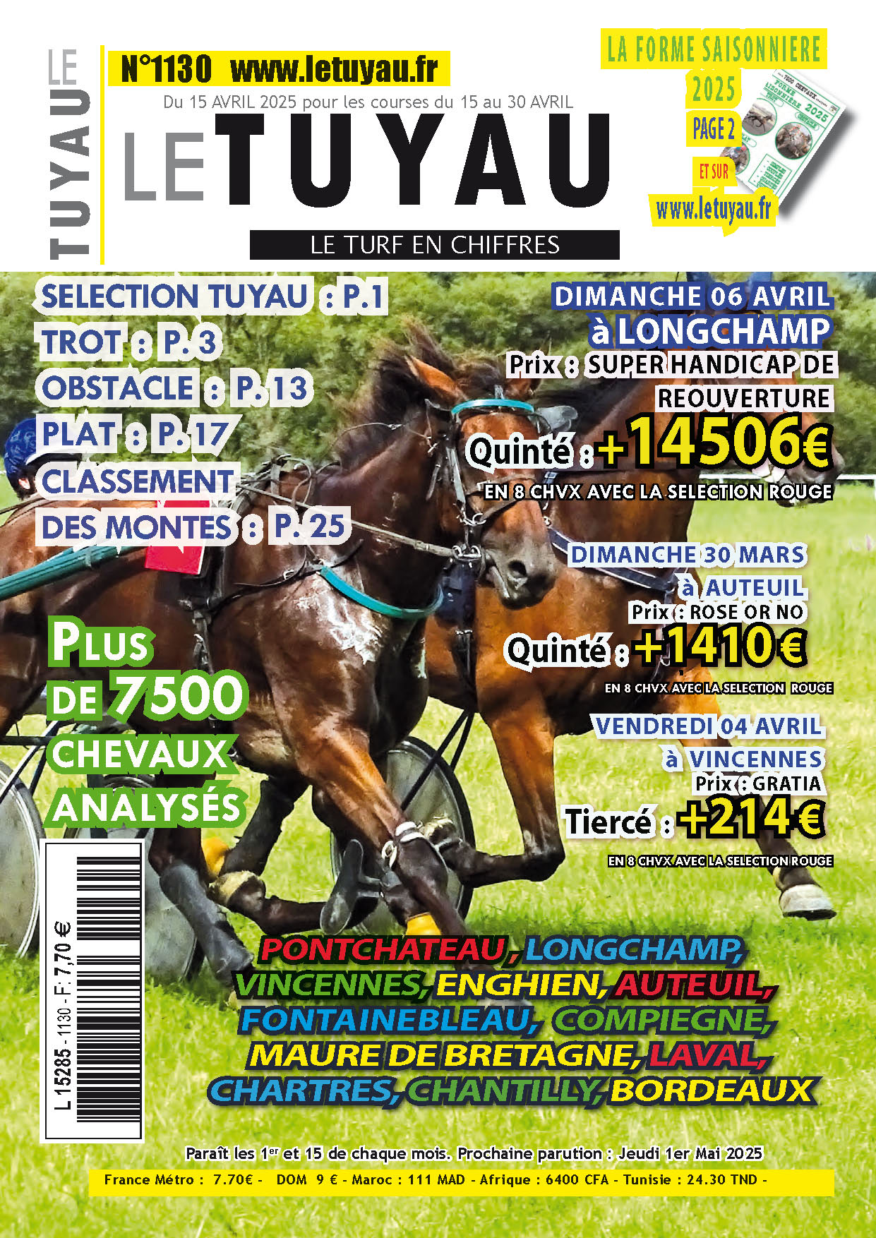 Le TUYAU Magazine, notations chevaux de course PMU